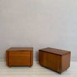 Mid-Century Italian Walnut Bedside Tables with Drawers, 1960s, Set of 2
