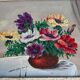 Painting framed bouquet of anemones signed