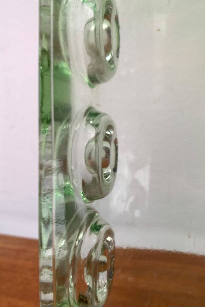 Brutalist glass block vase from the mid-century space age, 1960s