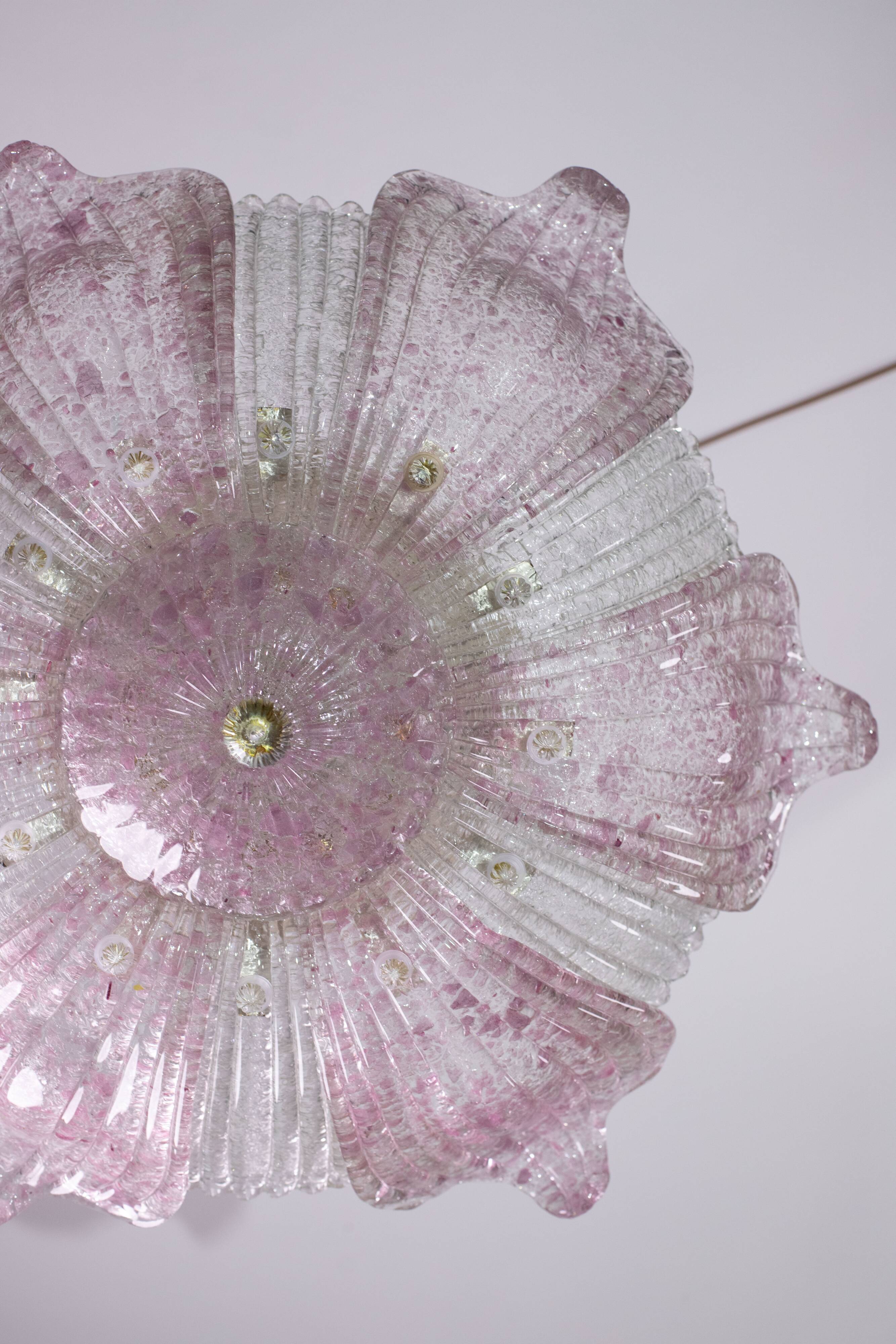 Fascinating Vintage Murano Glass Ceiling lamp Pink