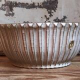 Vintage fluted enameled earthenware potter's salad bowl