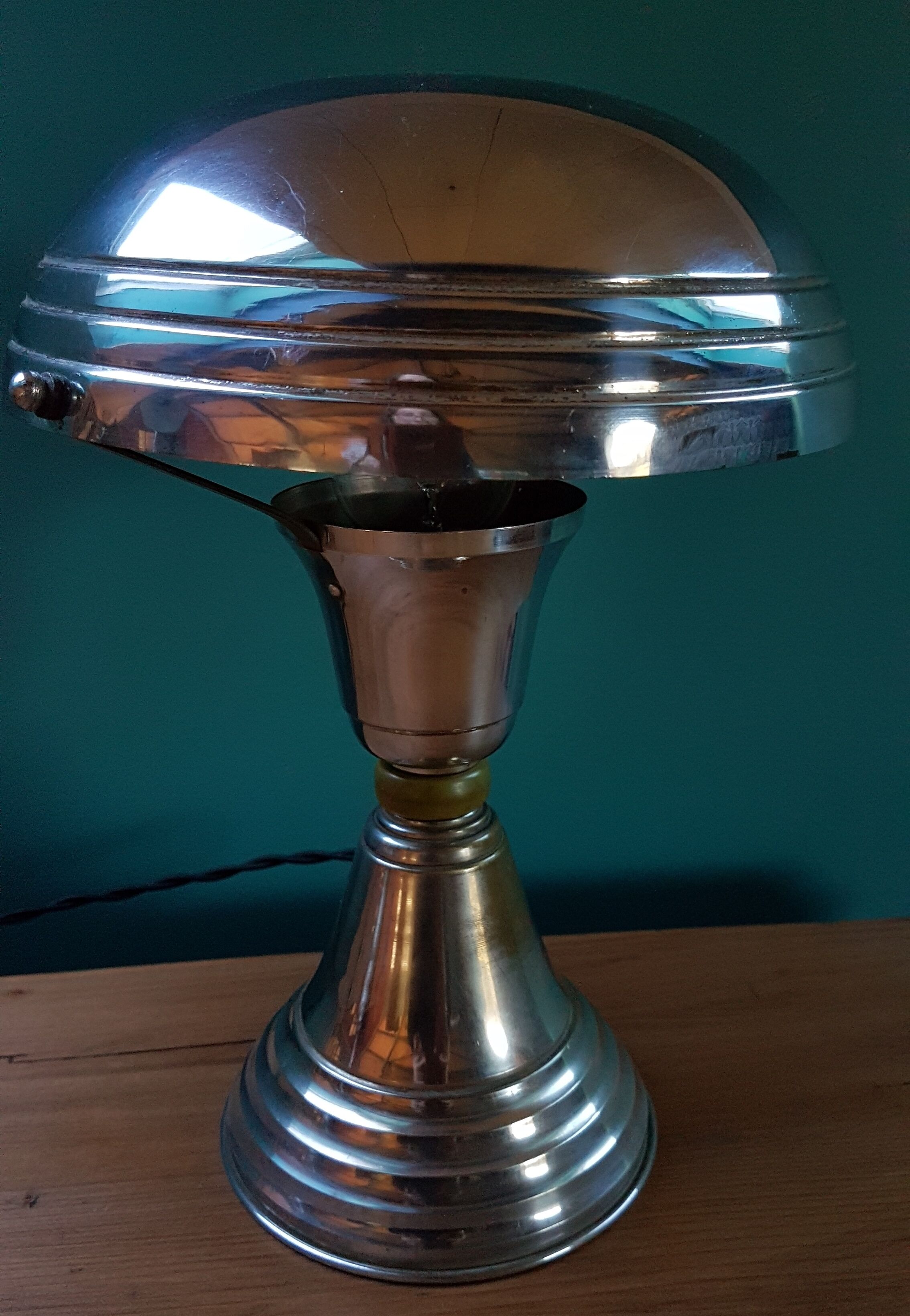 Art deco chrome brass mushroom lamp