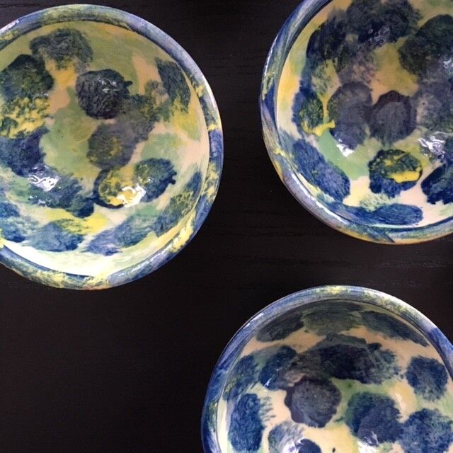 Set of 5 hand-painted cups