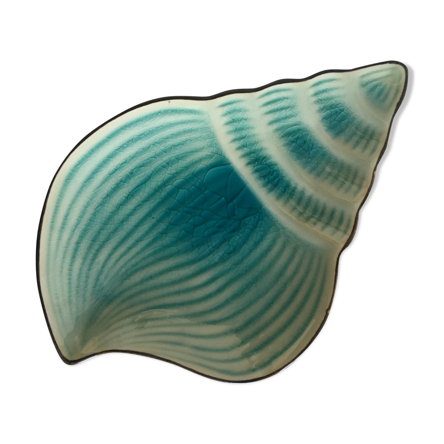 Glove shell vintage faience and turquoise glass