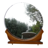 Miroir rond sur meuble 60's