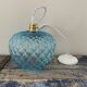 Suspension vintage bleue turquoise en verre ciselé électrifiée à neuf