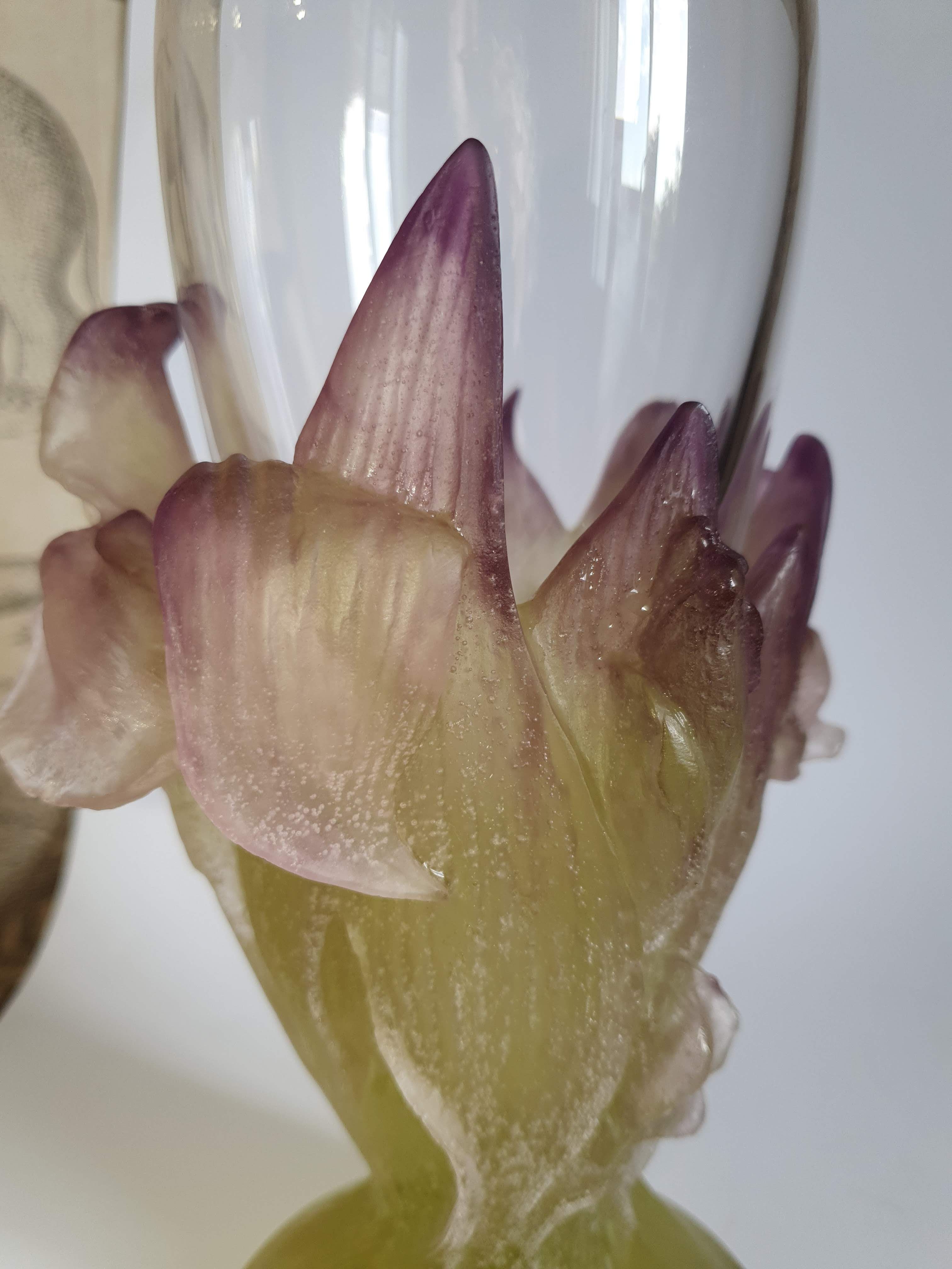 Daum vase from the Iris collection in crystal and glass paste