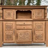 2-part Breton sideboard renovated in solid raw oak 200cm