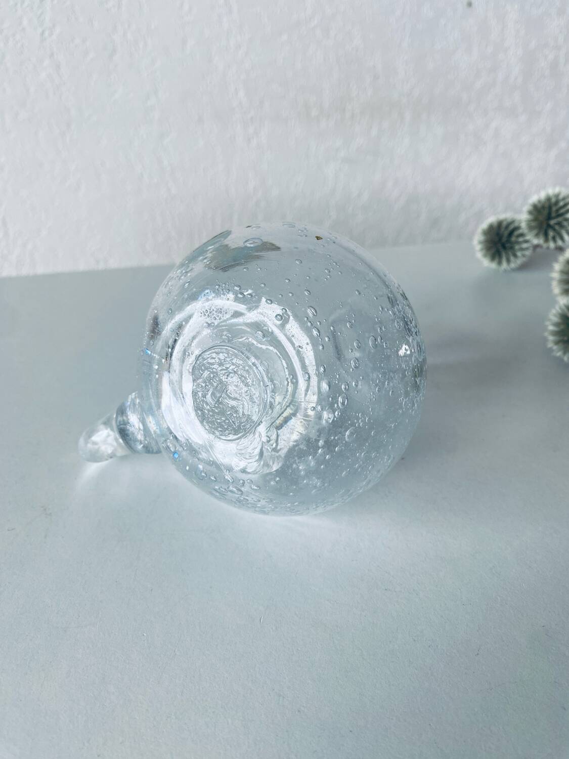 Blown crystal candle holder