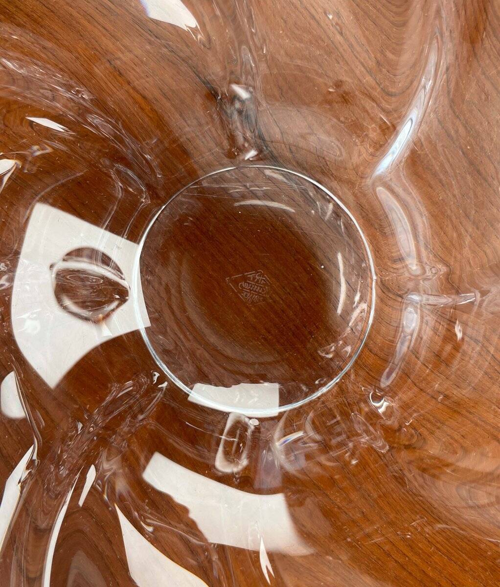 Large Modern Crystal Glass Fruit Bowl from the Mid-Century by Art Vannes, France, 1960s