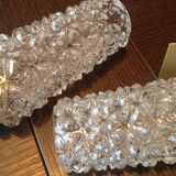 Pair of tulip glass and gold/vintage metal wall lamps 60/70