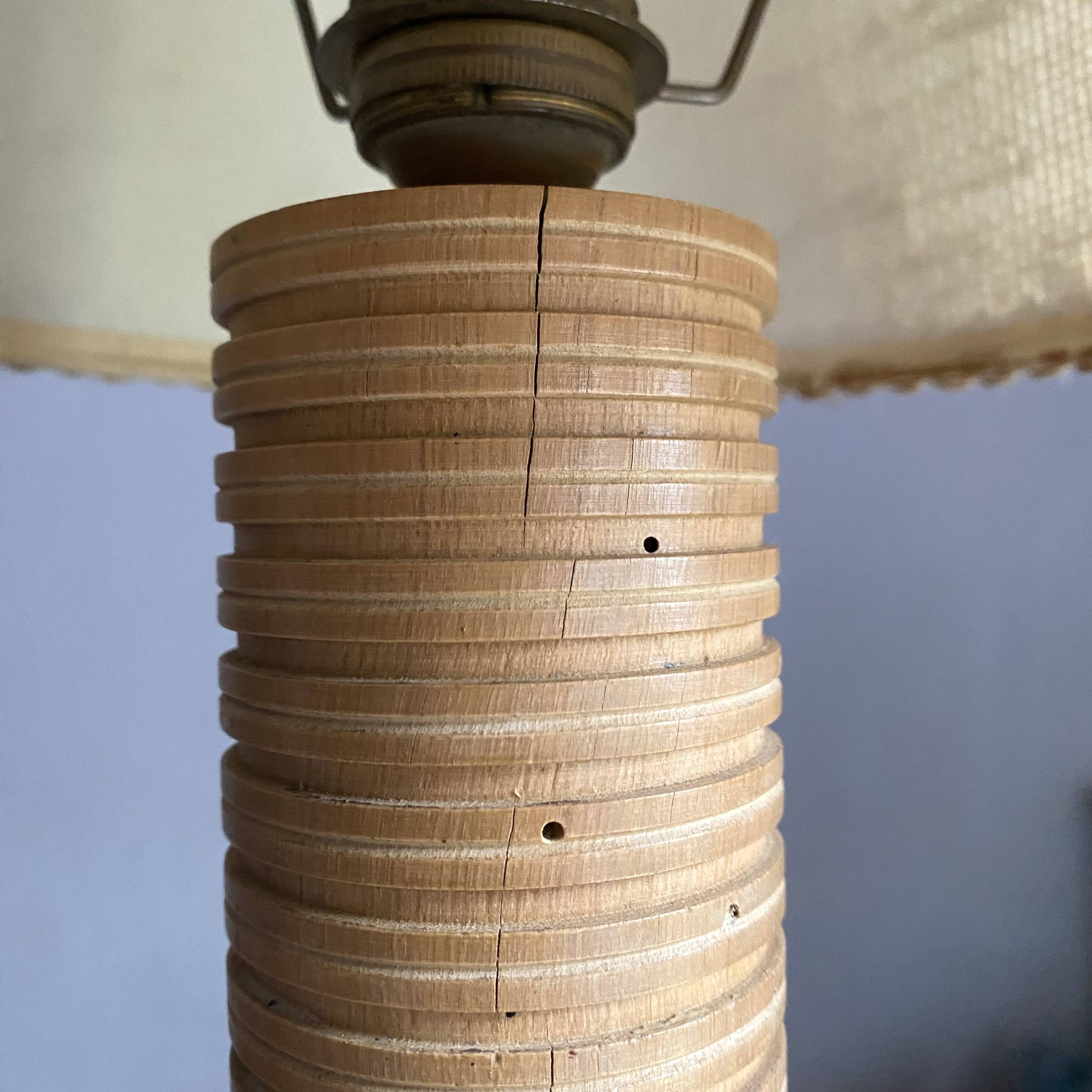 Vintage lamp with turned wooden base 30cm