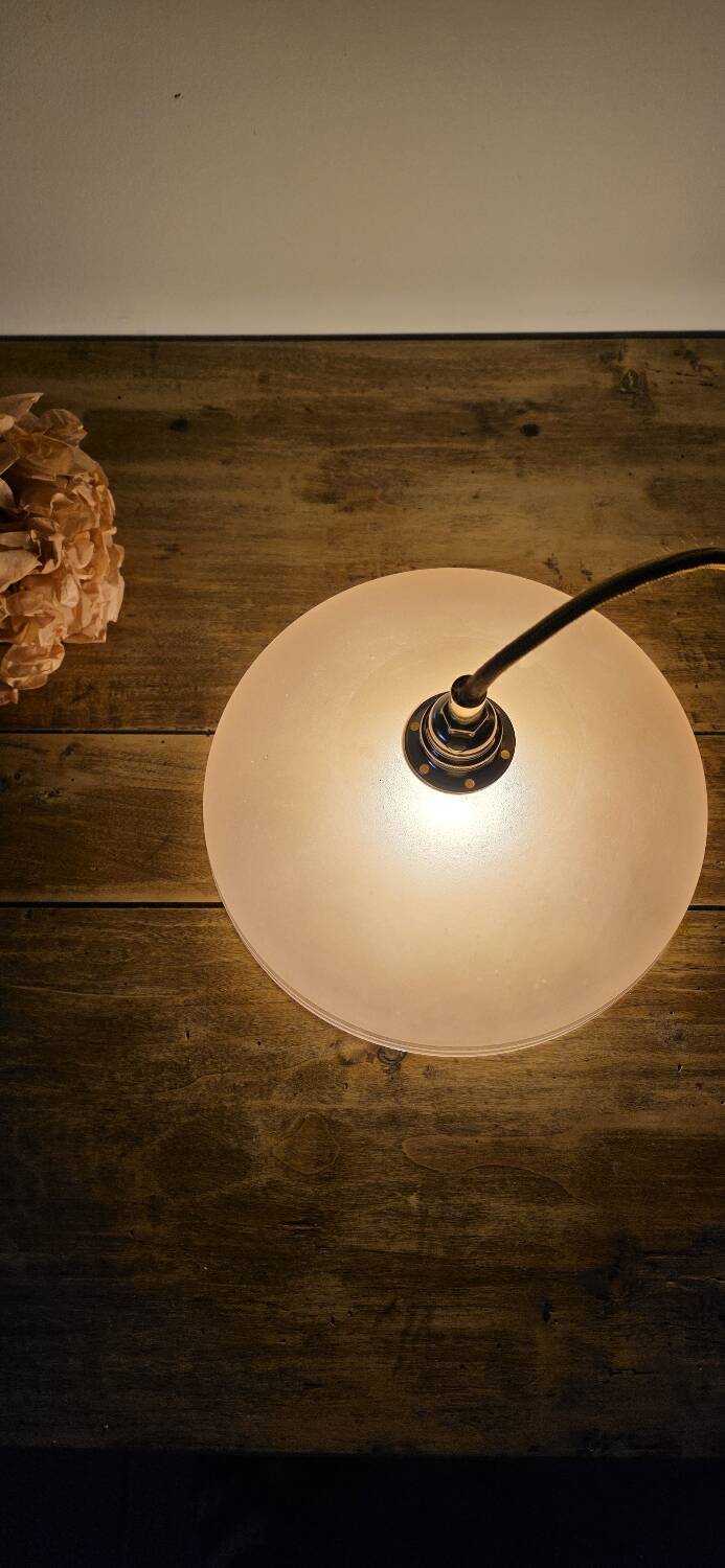 Pendant light, frosted pink glass