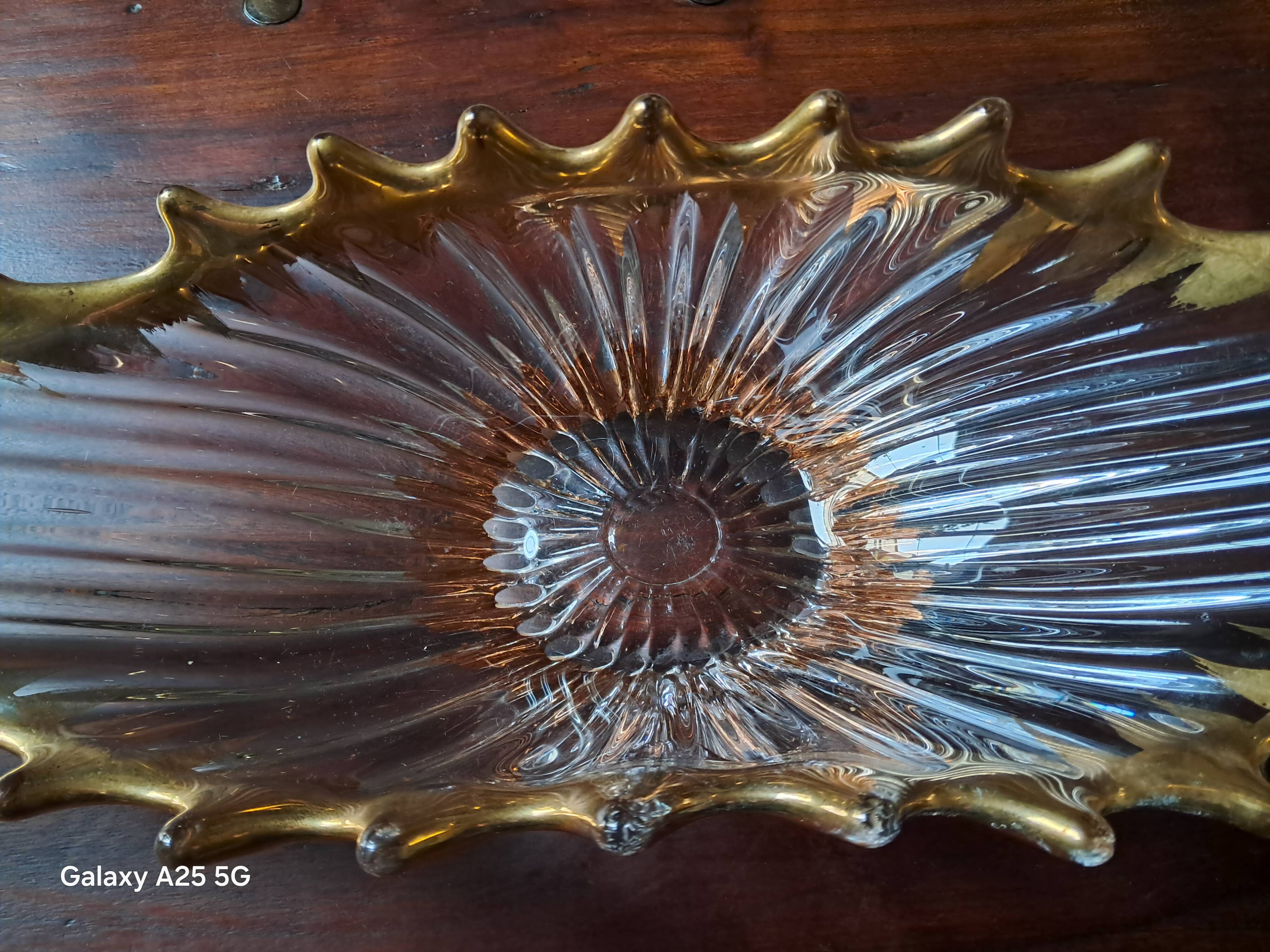 Vintage fruit bowl in crystal and gold from Royal Crystalery of Bayel.