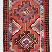 3x10 Vintage Burgundy Kilim Runner Rug 95x302Cm
