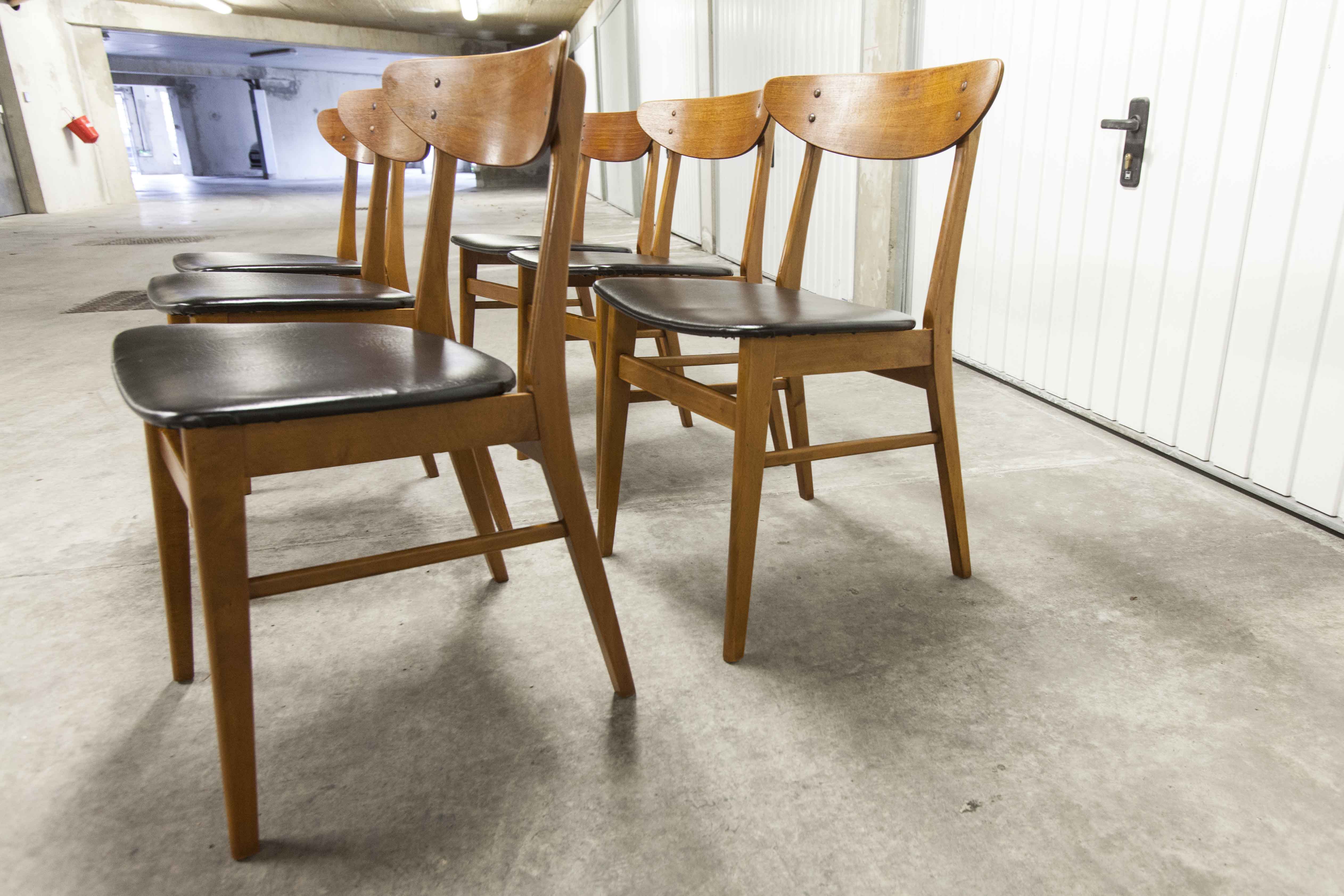 Lot de 6 chaises Farstrup 210 teck en hêtre 1965
