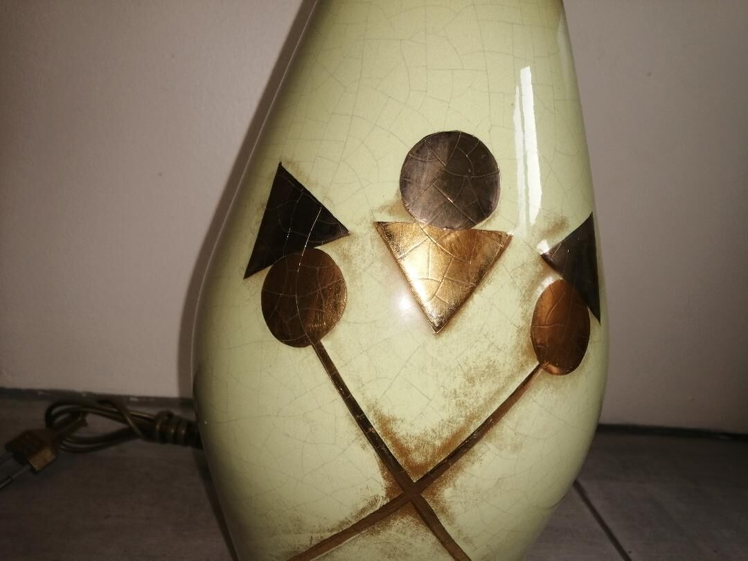 Lamp signed Louis Drimmer in earthenware