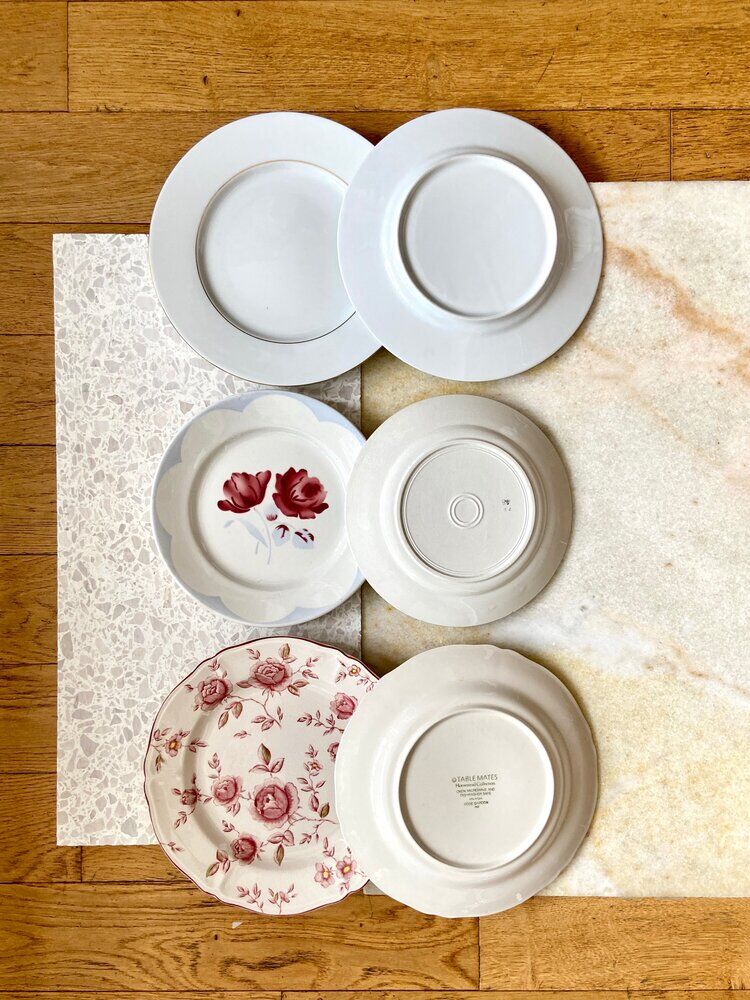 6 floral ceramic plates