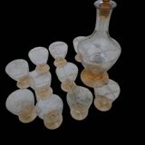 Amber liquor service 1930 glass and faceted carafe