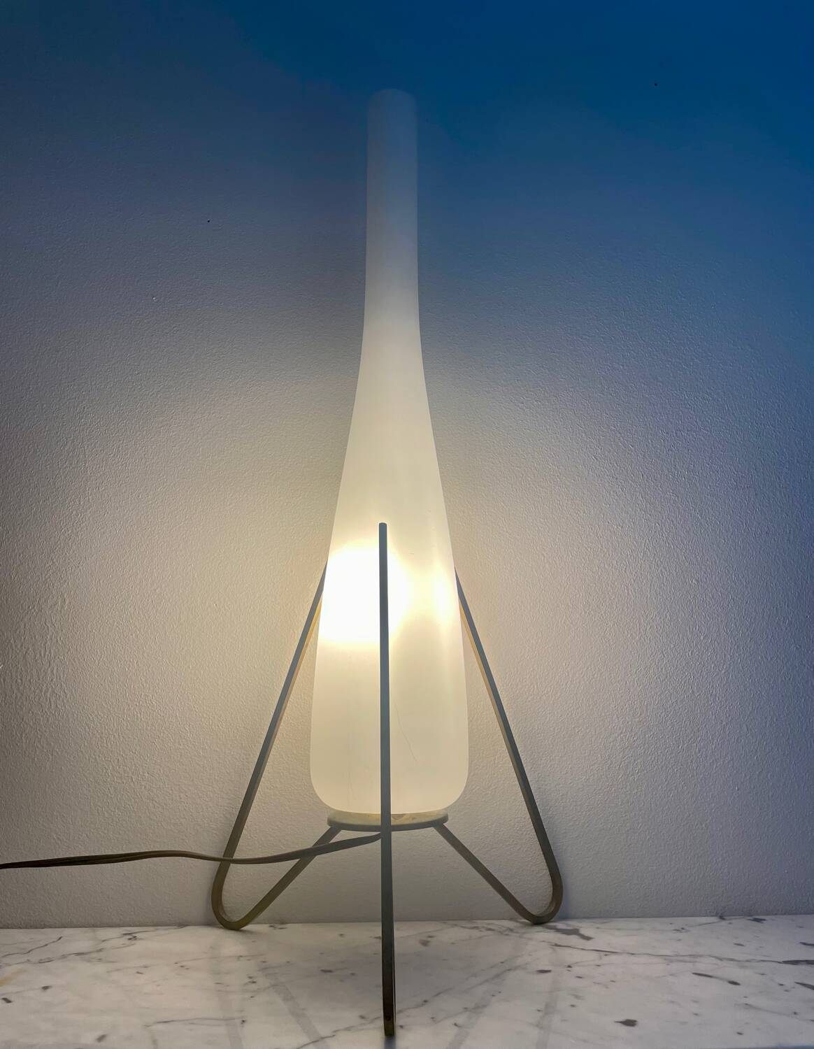 Space age opaline brass lamp from the 60s