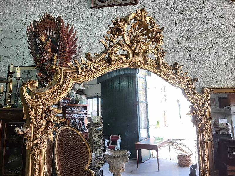 Large Louis XV gilded shell mirror from the 19th century