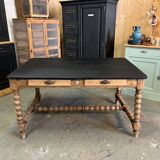 Louis XIII style table in raw oak