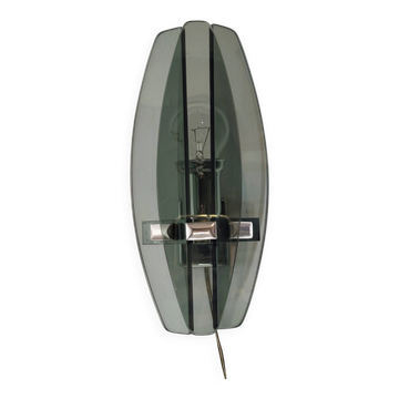 Smoked glass wall sconce. Italy, 1970s.