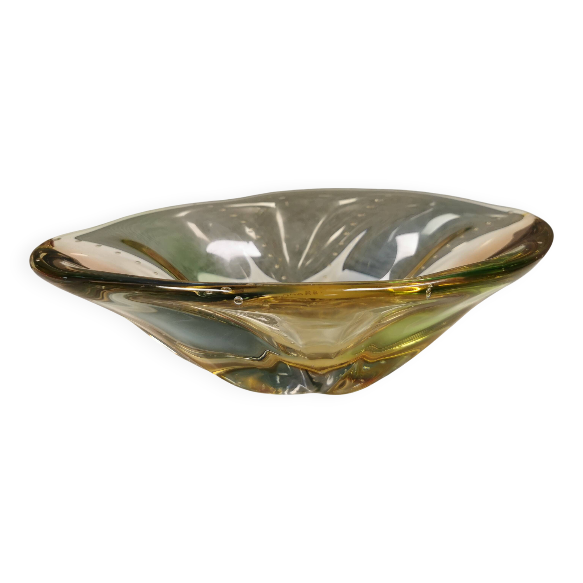 Bohemian/czech glass art bowl by hana machovska pizzicato collection 50-60s