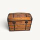 Coffre de voyage bombé ancien en bois et fer forgé – XIXe siècle