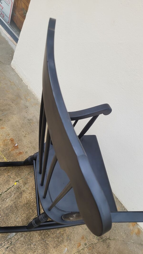 Fauteuil à bascule rocking chair vintage 1950 noir