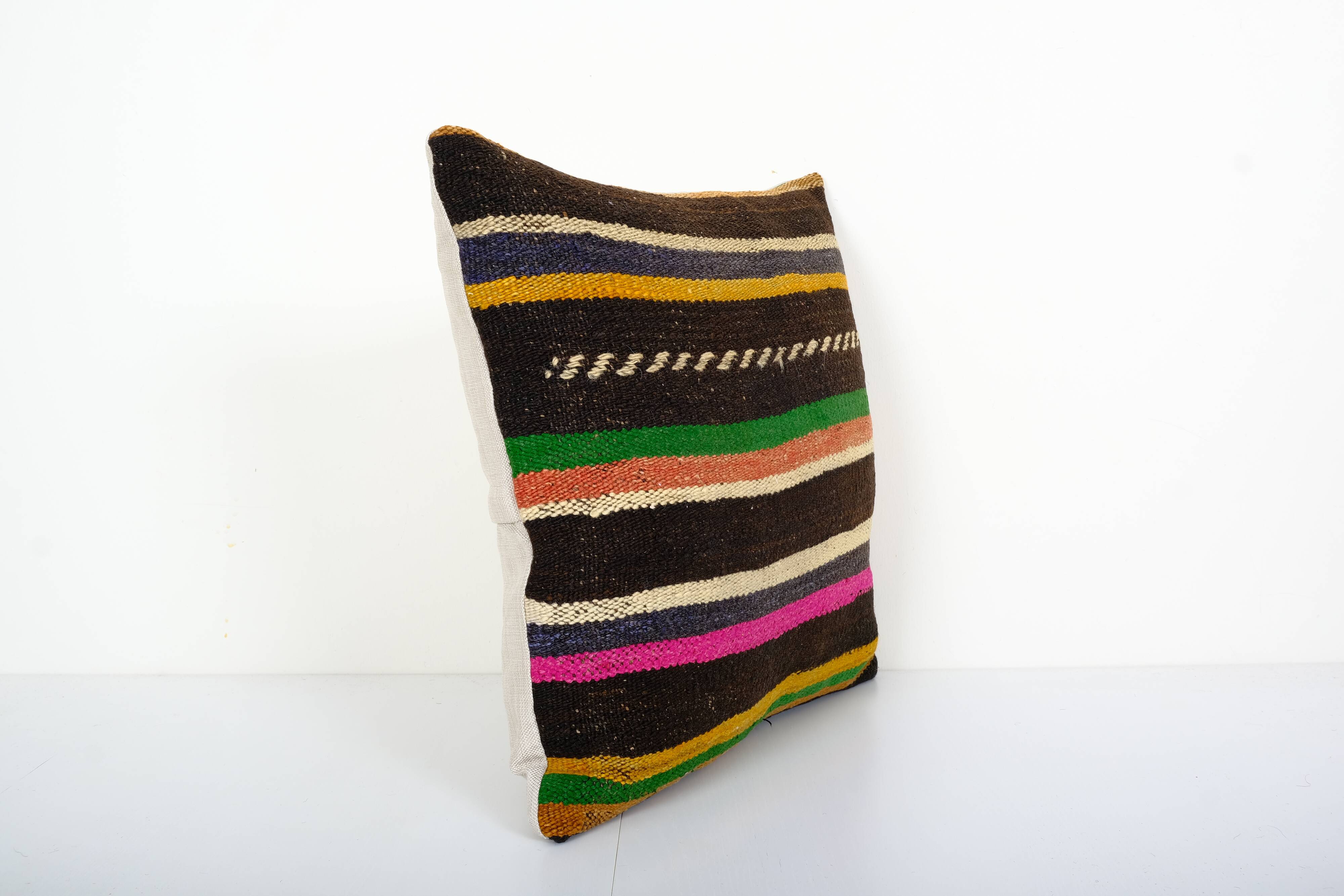 20" x 22" striped design turkish anatolian kilim square pillow cover decorative pillow home