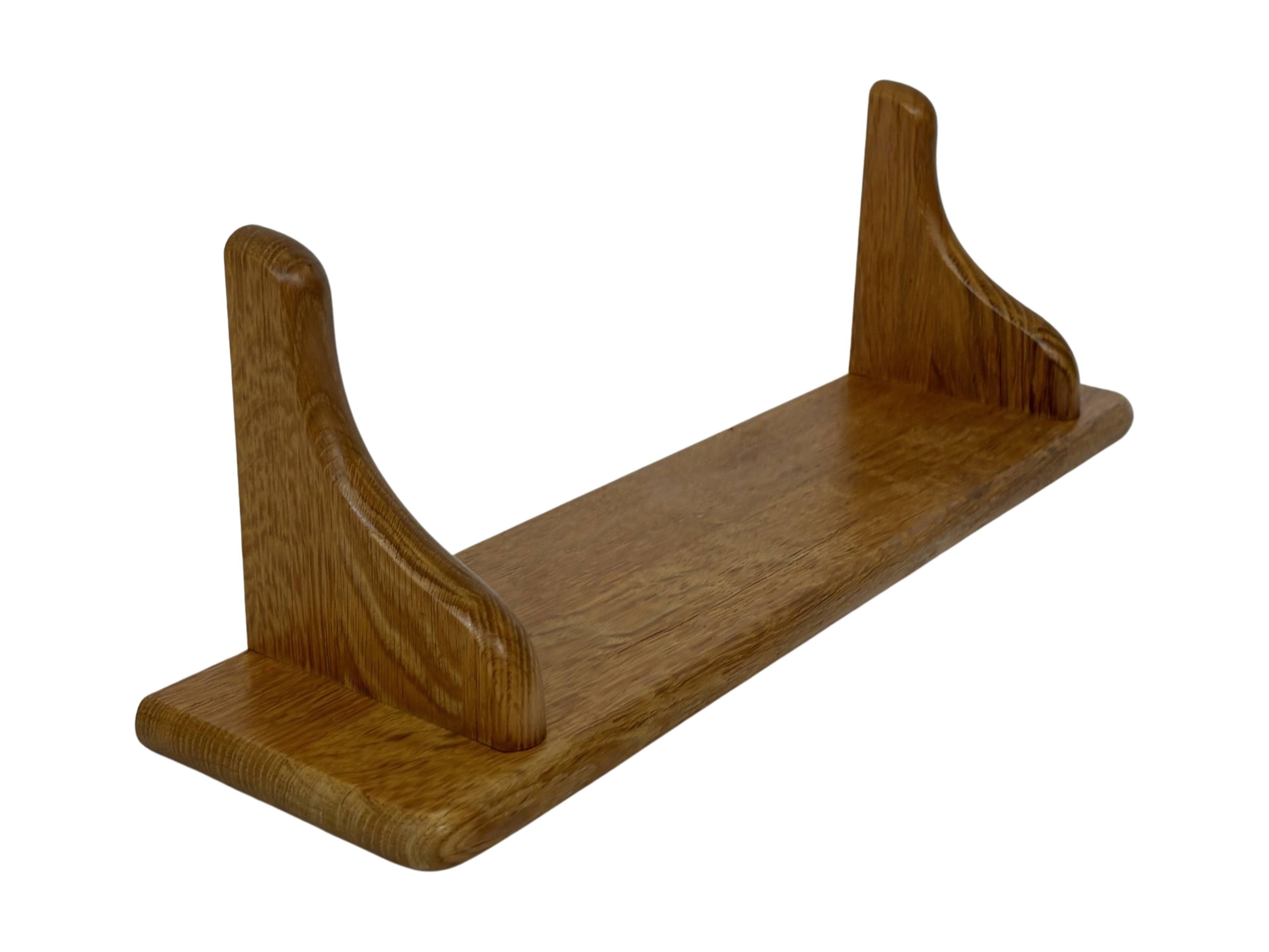 Vintage oak wall rack book shelf 1970s wood minimalist design