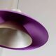 Vintage metal ceiling suspension – postmodern Memphis style from the 1980s, purple, green, silver, striped cable, Pop Art interior, retro light fixture.