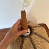Wooden and rattan pendant light