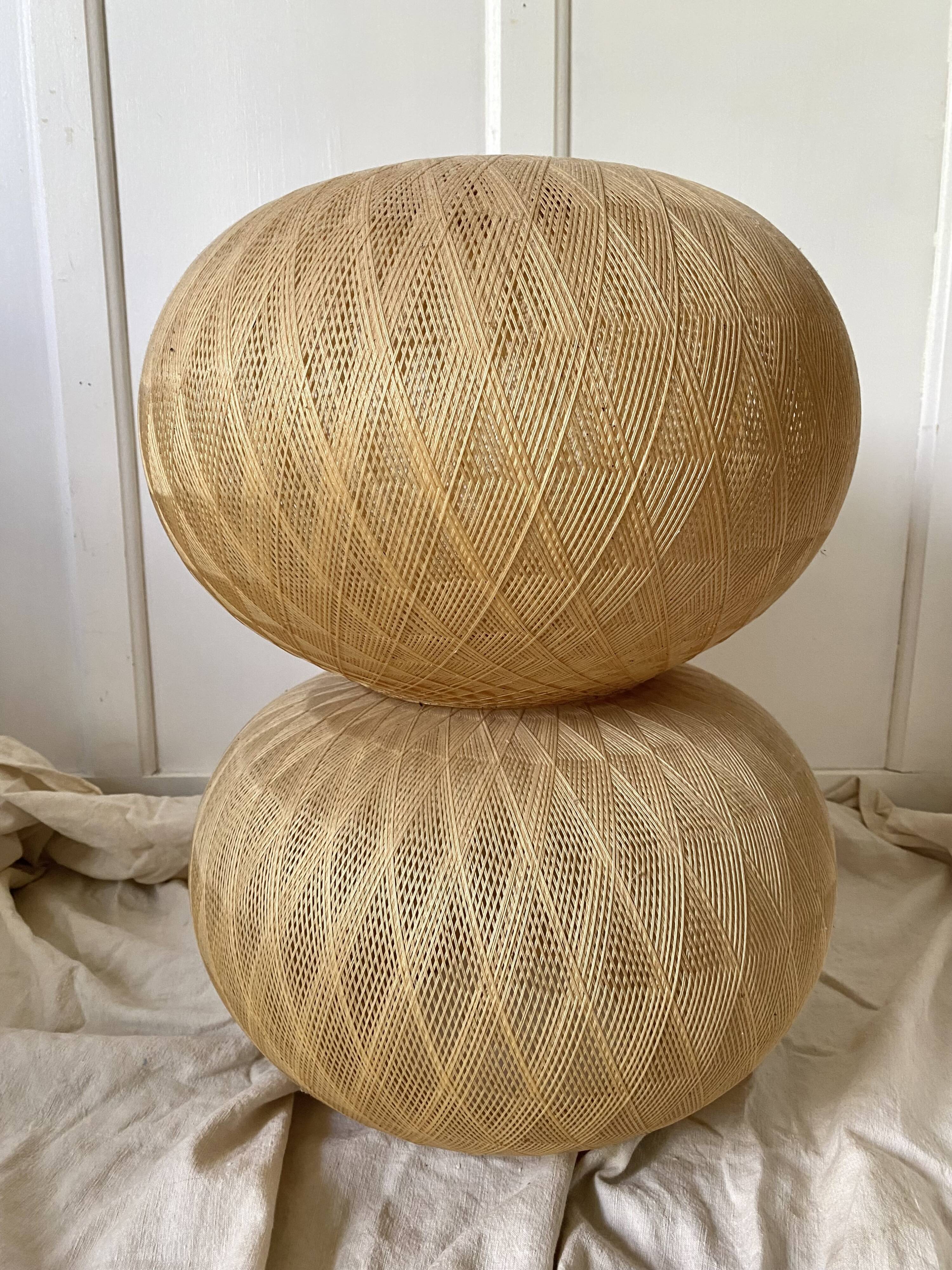 Pair of Scandinavian ball pendant lights