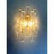 Contemporary Transparent “Poliedri” Murano Glass Gold Wall Sconce in Venini