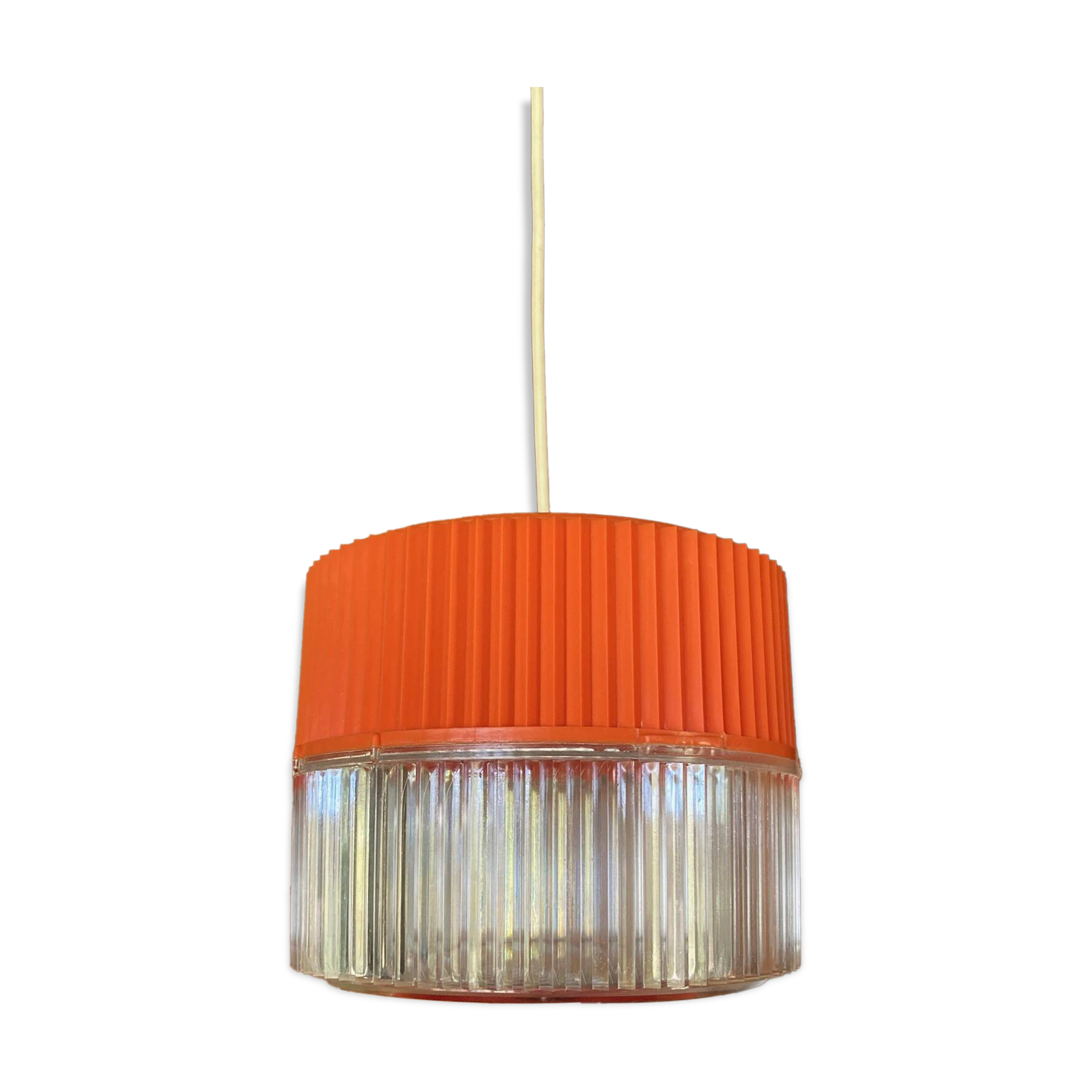 Vintage orange and transparent plastic pendant light
