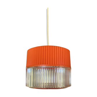 Beautiful orange and transparent plastic pendant light, vintage, 1970s
