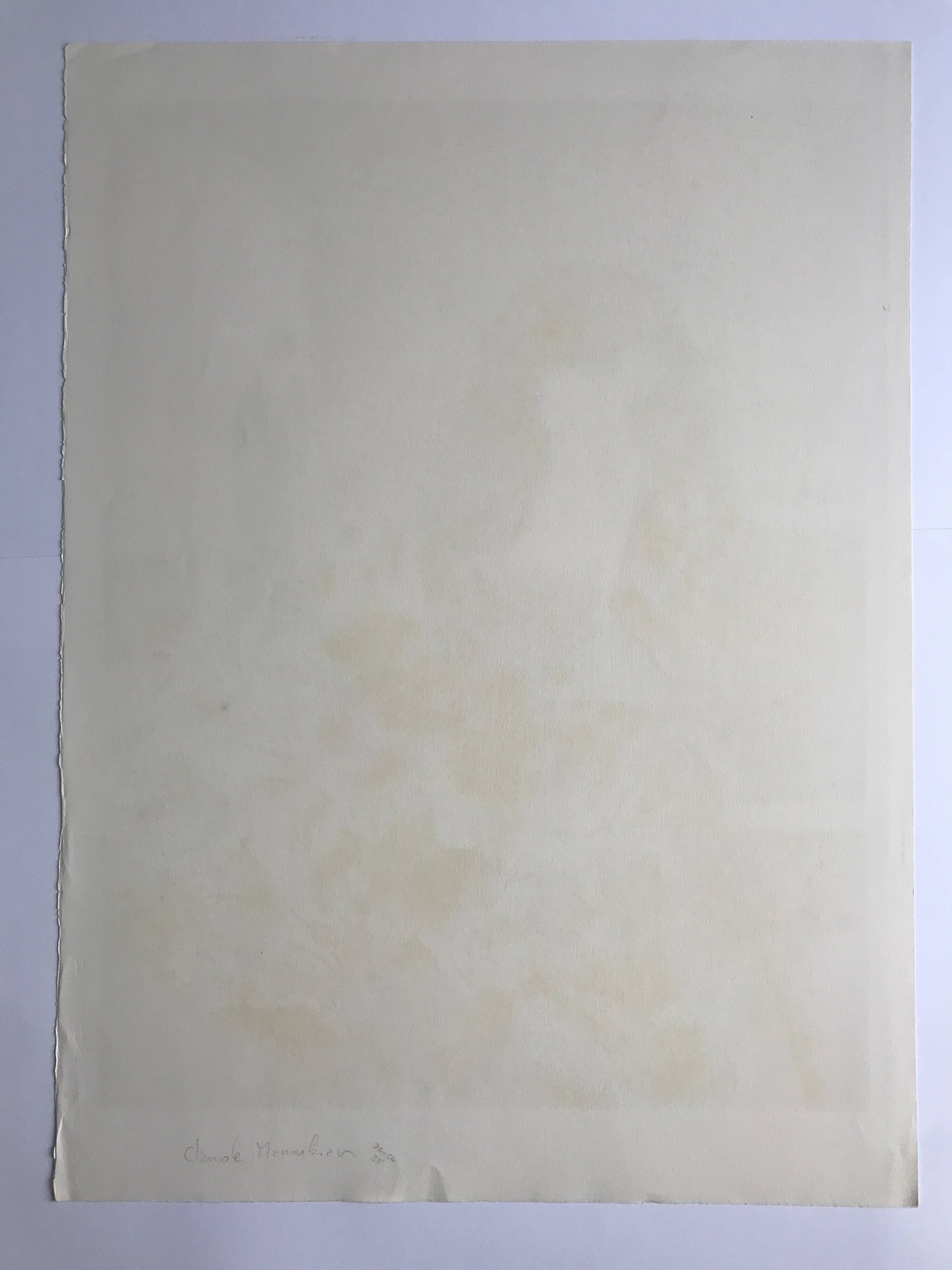 Claude manoukian woman with a bouquet, 1980. lithograph signed in pencil