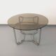 Vintage round dining table in smoked glass and chrome metal