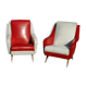 50s chairs in white and red skai, set of 2