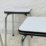 Set of 4 vintage grey chrome Formica stools.