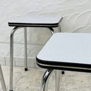 Set of 4 vintage grey chrome Formica stools.