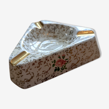 Golden and white flowery ashtray