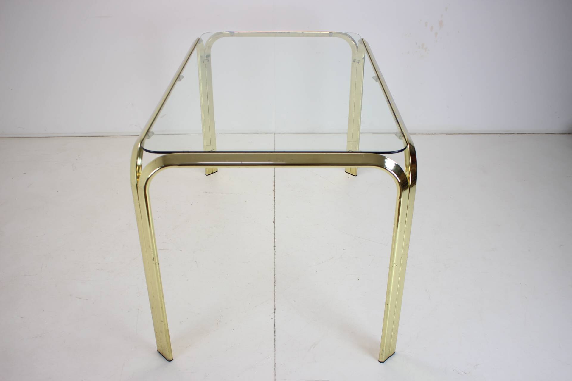 Midcentury brass and glass dining table, germany 1970s