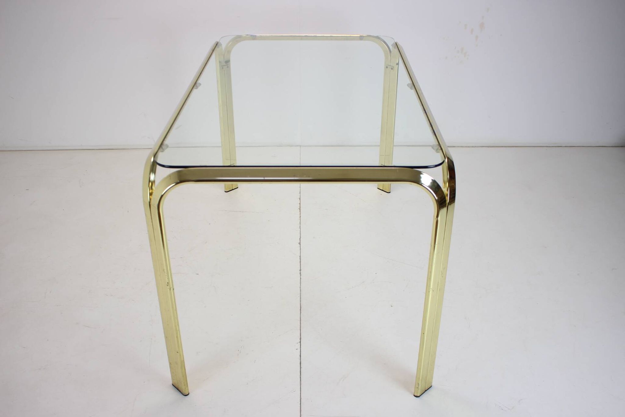 Midcentury brass and glass dining table, germany 1970s