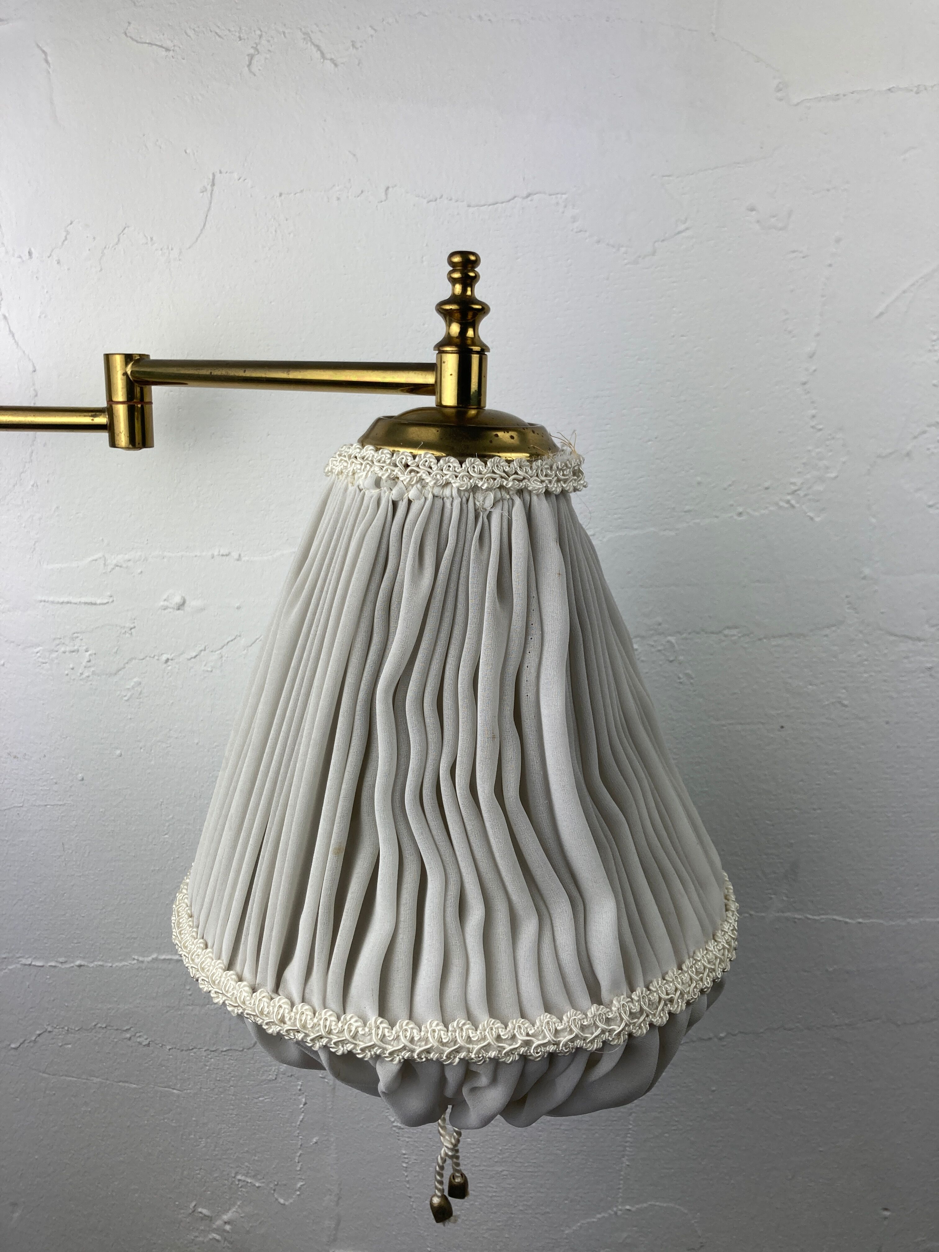 Brass art deco swivel arc wall lamp