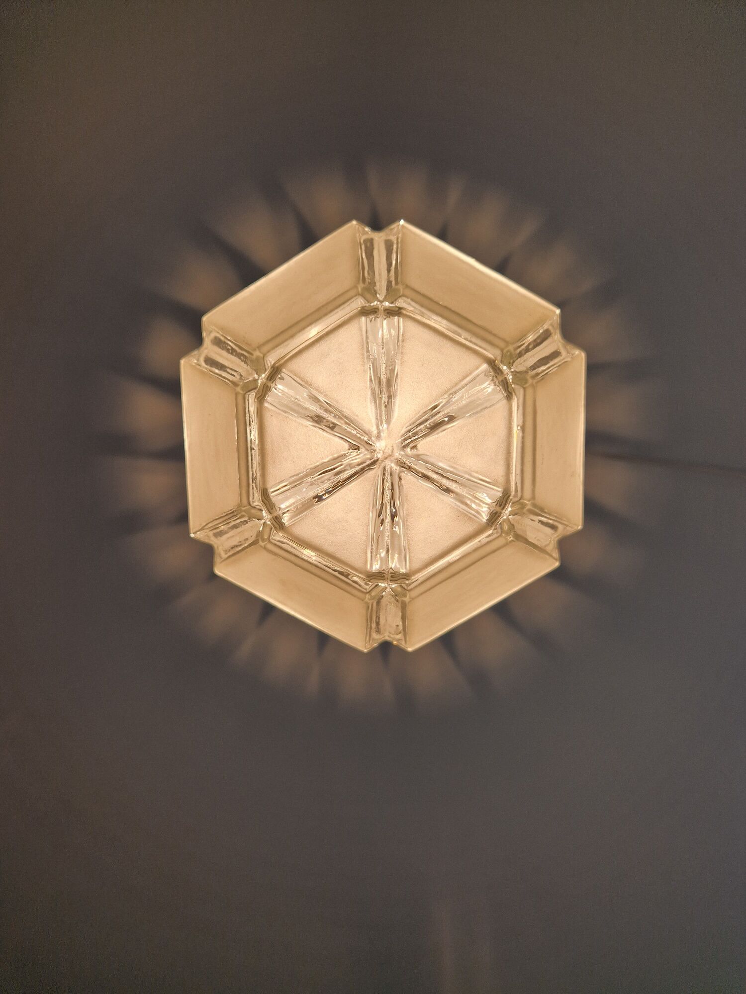Art Deco pendant lamp in satin glass and bronze frame