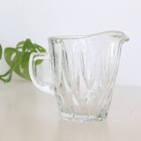 Pretty cast glass creamer, small milk jars, vintage, France, 1950