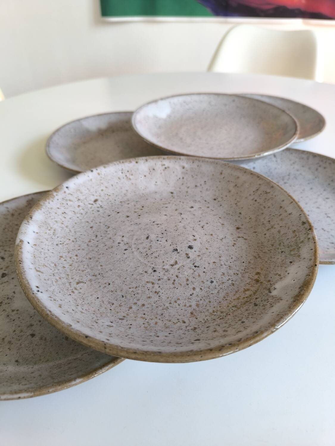 Set of six glazed stoneware plates